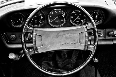 BERLIN, GERMANY - MAY 11: Cab Porsche 911 Targa, (Black and White), 26. Oldtimer-Tage...
