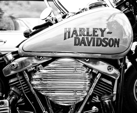 BERLIN - MAY 11: Detail of the motorcycle Harley-Davidson (Black and White), 26th Oldtimer-Tage...