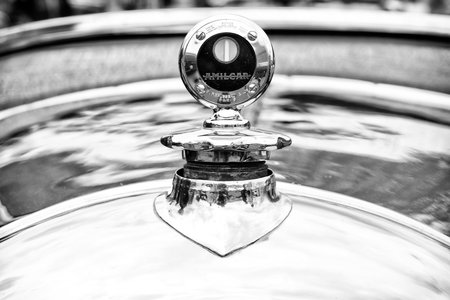 BERLIN - MAY 11: The radiator grille French retro car Amilcar Model CC (black and white), 26th Oldtimer-Tage Berlin-Brandenburg, May 11, 2013 Berlin, Germanyのeditorial素材