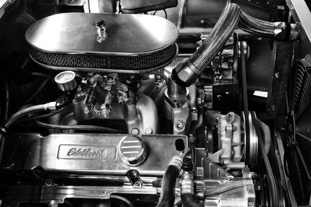 BERLIN - MAY 11: Engine Chevrolet Bel Air (black and white), 26th Oldtimer-Tage Berlin-Brandenburg,...