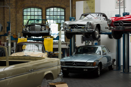 BERLIN - MAY 11: The Restoration Workshop Mercedes-Benz, 26th Oldtimer-Tage Berlin-Brandenburg, May...