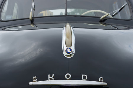 PAAREN IM GLIEN, GERMANY - MAY 19: Hood family car Skoda 1200, The oldtimer show in MAFZ, May 19,...