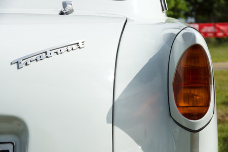 PAAREN IM GLIEN, GERMANY - MAY 19: The rear brake lights subcompact car Trabant P50, The oldtimer show in MAFZ, May 19, 2013 in Paaren im Glien, Germanyのeditorial素材