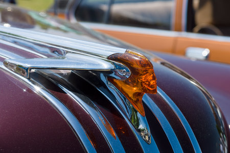 PAAREN IM GLIEN, GERMANY - MAY 19  Hood ornament Full-size car Pontiac Star Chief, The oldtimer show in MAFZ, May 19, 2013 in Paaren im Glien, Germany のeditorial素材