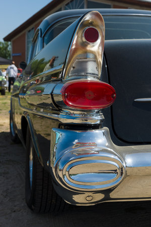 PAAREN IM GLIEN, GERMANY - MAY 19: The rear brake lights Full-size car Pontiac Star Chief Catalina, "The oldtimer show" in MAFZ, May 19, 2013 in Paaren im Glien, Germany のeditorial素材