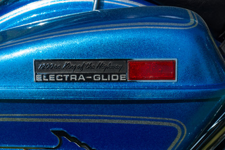 PAAREN IM GLIEN, GERMANY - MAY 19: Detail of a motorcycle Harley-Davidson Electra Glide Ultra...