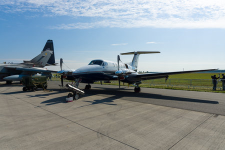 BERLIN - SEPTEMBER 14: Royal air force aircraft Beechcraft Super King Air BE200 GT, International...