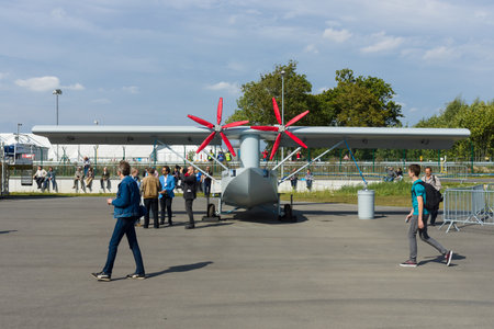 BERLIN - SEPTEMBER 14: The Singular Aircraft SA03 is a unmanned aerial vehicle flying boat,...