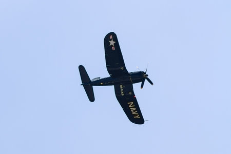 BERLIN - SEPTEMBER 14: A demonstration flight of the Chance Vought F4U Corsair, International...