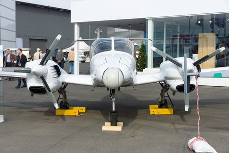 BERLIN - SEPTEMBER 14: Light aircraft for aerial photography Diamond DA42 Twin Star OPALE,...