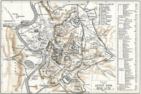 Map of Ancient Rome  Publication of the book  Meyers Konversations-Lexikon , Volume 7, Leipzig,...