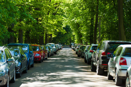 BERLIN, GERMANY - MAY 03, 2014: Street in the prestigious area of Berlin - Grunau. District Treptow-Koepenick.のeditorial素材