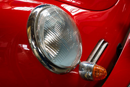 BERLIN, GERMANY - MAY 17, 2014: Headlamp of the sports car Porsche 356 Coupe. 27th Oldtimer Day Berlin - Brandenburgのeditorial素材