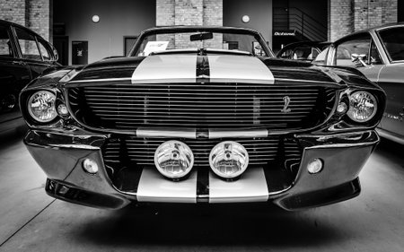 BERLIN, GERMANY - MAY 17, 2014: Shelby Mustang GT500 Cabrio Eleanore (1967) - is a high-performance version of the Ford Mustang. Black and white. 27th Oldtimer Day Berlin - Brandenburgのeditorial素材