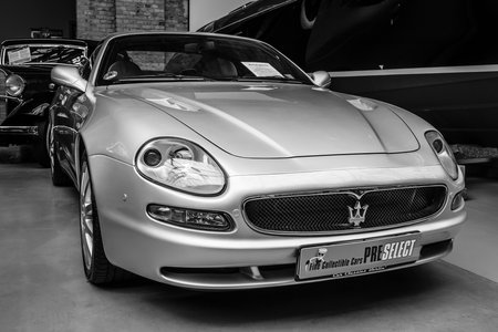 BERLIN, GERMANY - MAY 17, 2014: The luxury coupe Maserati 3200 GTA (Tipo 338). Black and white. 27th Oldtimer Day Berlin - Brandenburg のeditorial素材