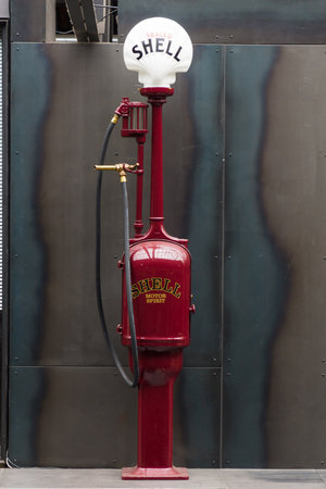 BERLIN, GERMANY - MAY 17, 2014: Fuel dispenser G&B Model T8, nickname Fat Lady (1918). 27th Oldtimer Day Berlin - Brandenburg のeditorial素材