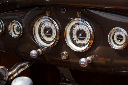 BERLIN, GERMANY - MAY 17, 2014: Oldtimer's dashboard's Ford Model A. 27th Oldtimer Day Berlin - Brandenburg のeditorial素材