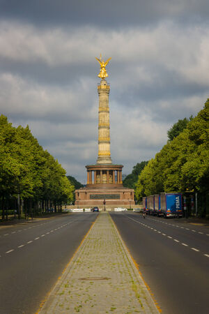 BERLIN, GERMANY - JUNE 06, 2014: Berlin Victory Column. The column was built on the orders of William I of Prussia in honor of victories in the Danish War, the Austro-Prussian War and the Franco-Prussian War. のeditorial素材