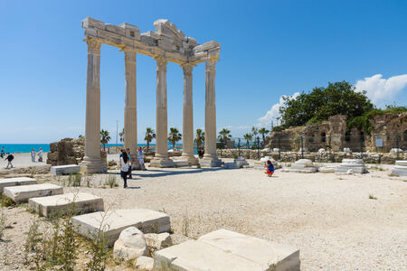 SIDE, TURKEY - JUNE 21, 2014: The ruins of the temple of Apollo. Side - Greek and later Roman city on the Anatolian coast. Founded in the 7th century BC. のeditorial素材