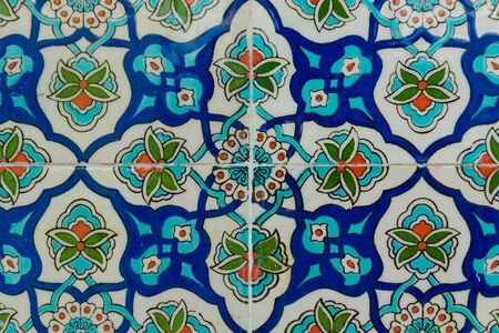 SIDE, TURKEY - JUNE 21, 2014: East ornament on the tile on the wall of the mosque in Side のeditorial素材