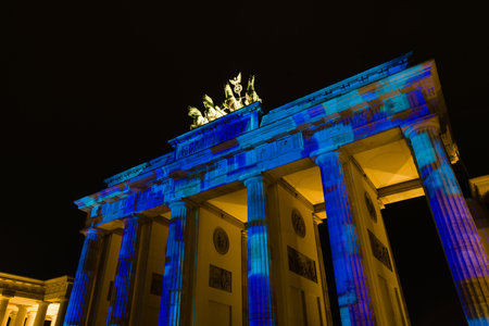 Brandenburg Gate in night illumination. The annual Festival of Lights 2014のeditorial素材