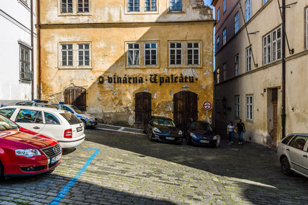 PRAGUE, CZECH REPUBLIC - SEPTEMBER 19, 2014: Street and everyday life of the city. Prague is the capital and largest city of the Czech Republic.のeditorial素材