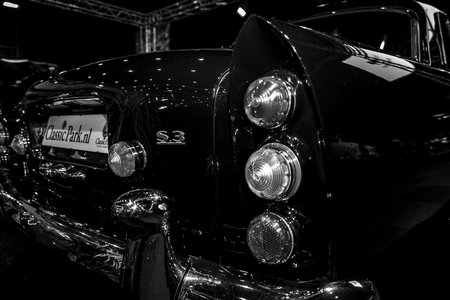 MAASTRICHT, NETHERLANDS - JANUARY 08, 2015: The rear brake lights of a full-size luxury car Bentley...