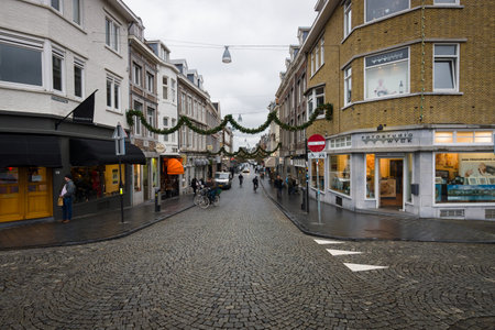 MAASTRICHT, NETHERLANDS - JANUARY 09, 2015: The narrow shopping streets in the historic center. Maastricht is the oldest city of the Netherlands and the capital city of the province of Limburg.のeditorial素材