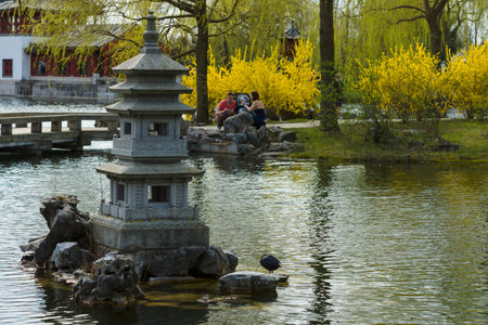 Mini stone pagoda in the Chinese garden.のeditorial素材