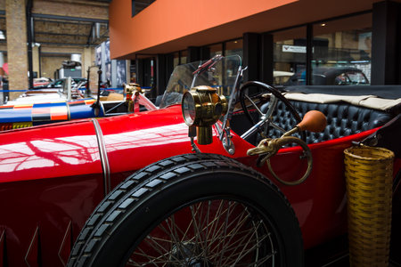 BERLIN - MAY 10, 2015: Fragment of retro car EGO 4/14 PS, 1923. 28th Berlin-Brandenburg Oldtimer Day