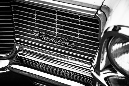 BERLIN - MAY 10, 2015: Fragment of a full-size luxury car Cadillac Sedan De Ville. 28th Berlin-Brandenburg Oldtimer Dayのeditorial素材