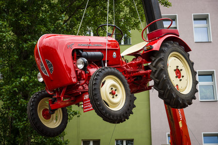 BERLIN - MAY 10, 2015: The tractor Porsche-Diesel Junior. 28th Berlin-Brandenburg Oldtimer Dayのeditorial素材