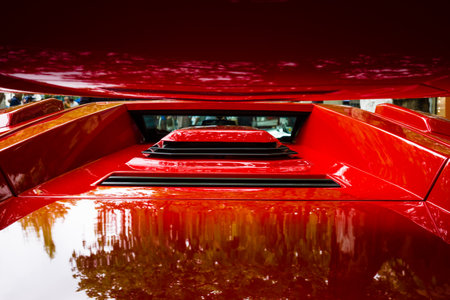 BERLIN - JUNE 14, 2015: Air intakes and vents luxury sports car Lamborghini Countach 5000...