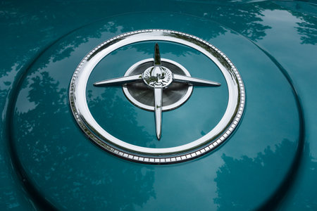 BERLIN - JUNE 14, 2015: Fragment of a luxury car Imperial Custom 4-door Southampton, 1961. The Classic Days on Kurfuerstendamm.のeditorial素材