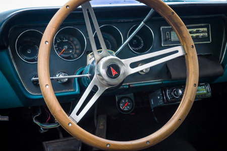 BERLIN - JUNE 14, 2015: Cabin of a mid-size car Pontiac Tempest, 1967. The Classic Days on...