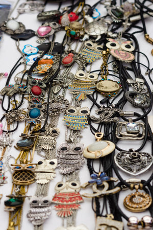 AVSALLAR, TURKEY - JULY 01, 2015: Traditional Turkish souvenirs. Anatolian coast - a popular holiday destination in summer of European citizens.のeditorial素材