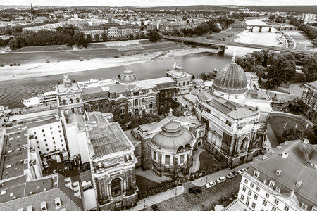 DRESDEN, GERMANY - SEPTEMBER 09, 2015: The old town. Sepia. Dresden is the capital of Saxony.のeditorial素材