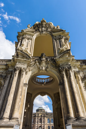 Architectural and decorative elements of the palace Zwinger (Dresdner Zwinger) in Rococo style was built from the 17th to 19th centuries.のeditorial素材
