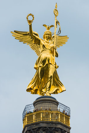 BERLIN, GERMANY - JUNE 14, 2015: Goldelse (Golden Lizzy). Fragment of Berlin Victory Column, close-up.のeditorial素材