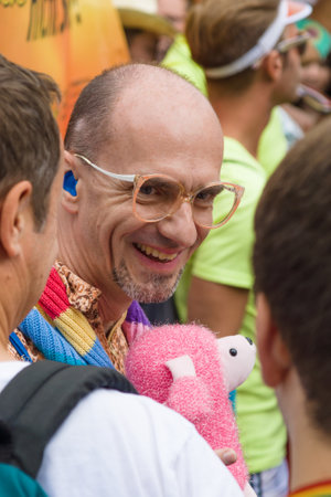 BERLIN, GERMANY - JUNE 27, 2015: Christopher Street Day (CSD). The annual European LGBT celebration and demonstration held in Berlin for the rights of LGBT people, and against discrimination and exclusion.のeditorial素材