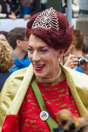 BERLIN, GERMANY - JUNE 27, 2015: Christopher Street Day (CSD). The annual European LGBT celebration and demonstration held in Berlin for the rights of LGBT people, and against discrimination and exclusion.のeditorial素材