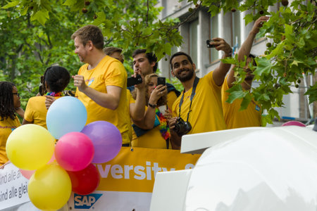 BERLIN, GERMANY - JUNE 27, 2015: Christopher Street Day. The annual European LGBT celebration and...
