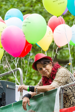 BERLIN, GERMANY - JUNE 27, 2015: Christopher Street Day. The annual European LGBT celebration and demonstration held in Berlin for the rights of LGBT people, and against discrimination and exclusion.のeditorial素材