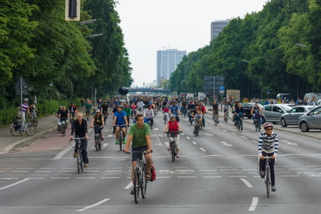 BERLIN, GERMANY - JUNE 14, 2015: Under the slogan "More space for bicycles" and "Bike Berlin - now!" , held a cycling marathon.のeditorial素材