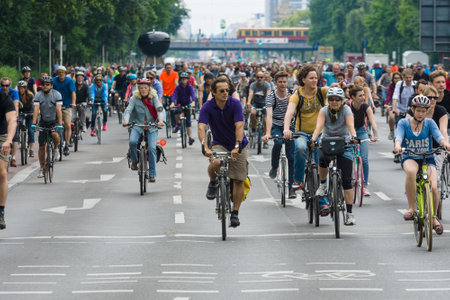 BERLIN, GERMANY - JUNE 14, 2015: Under the slogan More space for bicycles and Bike Berlin - now! ,...