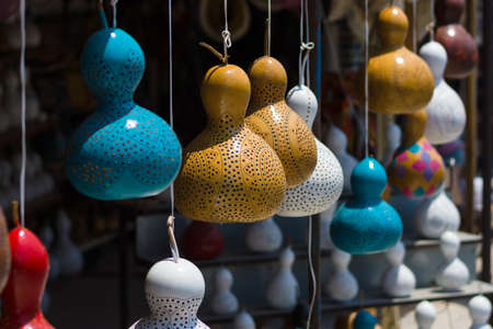 Traditional Turkish lamp from dried pumpkins.の写真素材