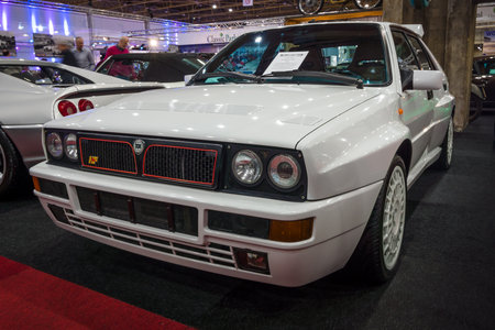 MAASTRICHT, NETHERLANDS - JANUARY 14, 2016: Sports car Lancia Delta HF Integrale 16v Evoluzione II, 1993. International Exhibition InterClassics & Topmobiel 2016のeditorial素材