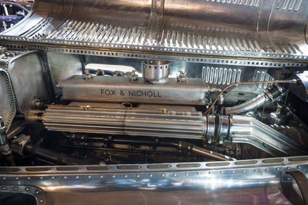 MAASTRICHT, NETHERLANDS - JANUARY 14, 2016: Engine of racing car Lagonda 4,5 Litre Fox & Nicholl,...