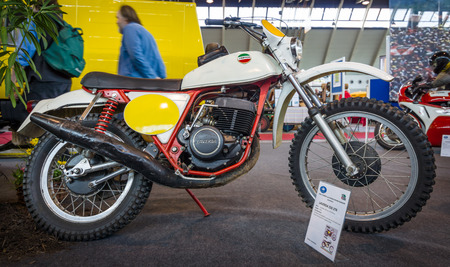 STUTTGART, GERMANY - MARCH 18, 2016: Sport motorcycle Laverda 250 2TR, 1975. Europe's greatest classic car exhibition "RETRO CLASSICS"のeditorial素材