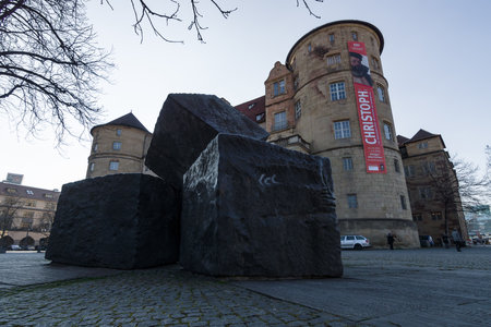 STUTTGART, GERMANY - MARCH 18, 2016: Memorial for the Victims of National Socialism on the background of the Old Castle.のeditorial素材